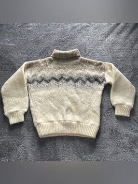 Vintage HILDA LTD Icelandic Wool Sweater Women L Mohair Look Lopapeysa Chunky
